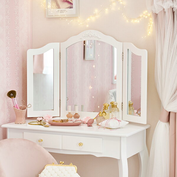 【P5倍!20日-27日1:59】【直送】三面鏡ミラー/RoseRelief(ローズレリーフ)|姫系 かわいい クラシック ガーリー アンティーク風 ロリータ