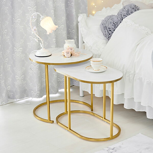 【P5倍!9日20時-16日1:59】ゴールドフレームサイドテーブル(ラウンド)/Marble(マーブル)【直送】|姫系 かわいい クラシック ガーリー アンティーク風 ロリータ [2]