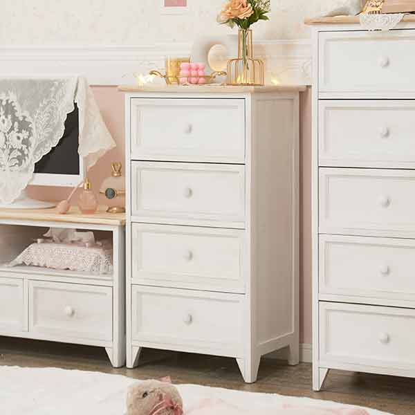 乐天商城 - 【直送】フレンチカントリー風チェストE A（スリム4段）可愛い カワイイ 姫系家具 プリンセス 姫インテリア ロマンティック お姫様 おしゃれ｜姫系 かわいい ロマプリ クラシック ガーリー アンティーク風 ロリータ 新生活