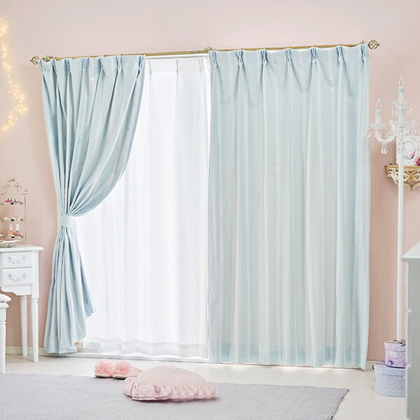 【直送】カーテン/リボンテープ調（遮光あり・100×200）可愛い カワイイ 姫系家具 ...