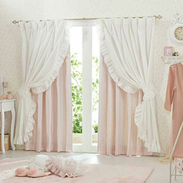 【直送】カーテン/リボンテープ調(遮光なし・100×215)可愛い カワイイ 姫系家具 プリンセス 姫インテリア ロマンティック お姫様 おしゃれ|姫系 かわいい クラシック ガーリー アンティーク風 ロリータ [3]