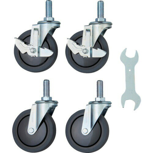 TRUSCO(トラスコ) フェニックスワゴン用2段階S付キャスターセット 100φEL PEW-ELW100SET