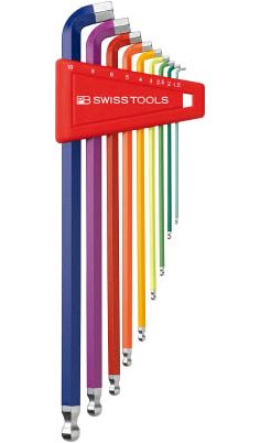 PB SWISS TOOLS レインボーショートヘッド六角棒レンチセット(パック無) 9本組 2212LH-10RB