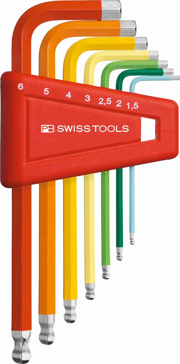 【12/5はP3倍】PB SWISS TOOLS ボール付レインボー六角棒レンチセット(パック無) 7本組 212H-6RB