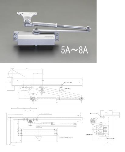 【3/1はP3倍! 400円クーポン】エスコ(ESCO) 65kg以下 ドアクローザー(パラレル型/シルバー) EA951LD-7A