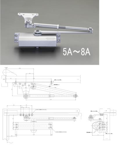 25日はP3倍！エスコ(ESCO) 85kg以下 ドアクローザー(パラレル型/シルバー) EA951LD-8A
