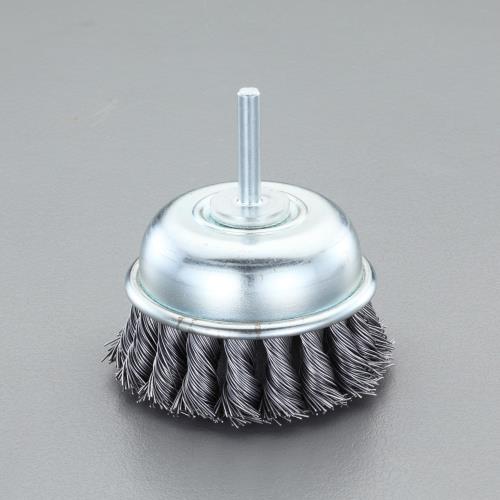【25日はP3倍！】エスコ(ESCO) 65mm/6mm軸 軸付ブラシ(カップ型/スチール製ツイスト) EA819BM-311