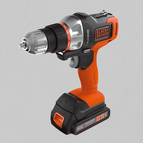 ≫ 商品詳細 ≪●メーカー…BLACK+DECKER●型番…EVO185B1-JP●仕様…樹脂ケースセット●バッテリー…18V(2.0Ah)●充電時間…約60分●回転数…0-800rpm(ドリルドライバー)0-9,000rpm(サンダー)●ストローク数…0-2,800rpm（ジグソー）●サイズ(W×D×H)mm…140×70×210(H)mm●重量(g)…570（本体のみ）●最大トルク…22N・m　(ドリルドライバー)●チャック能力…1-10mm（ドリルドライバー）●クラッチ…11段階（ドリルドライバー）●(＋)#1、#2ビット、ポジドライブ#2ビット、(−)#6ビット、六角#4・#5ビット、ドリルビット(2.5・4・5・6・8mm)ブレード(木工切断用×2・曲線切断用×1)、サンドペーパー(粗目#80×5枚・細目#120×5枚)、集塵機アダプター、バッテリー×2、充電器、樹脂ケース●適合ヘッド品番…EA813WA-11〜-21●DIYの基本作業：穴あけ・ネジ締め・切断・研磨がこの1台で可能。※画像は代表イメージです。