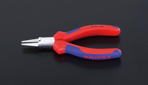 【メール便対応】エスコ(ESCO) 140mm ラウンドノーズプライヤー(グリップ付/メッキ) EA537MB-21