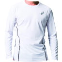 【5/15はP2倍!】ASICS(アシックス) ウィンジョブロングスリーブクールトップ ブリリアントホワイト×ダークグレー M 2271A008.100-M