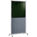 【別途送料】吉野 遮光火花兼用衝立(ダークグリーン×A種シート)1×2 単体キャスター YS-12SC-DG-BW(4)