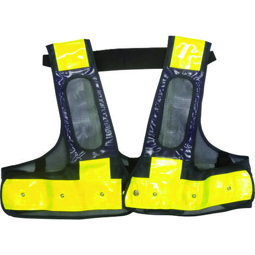 【12/5はP3倍】ミズケイ フルハーネス用LED安全ベスト/赤LED「装着できるんです」 紺/黄 5941122