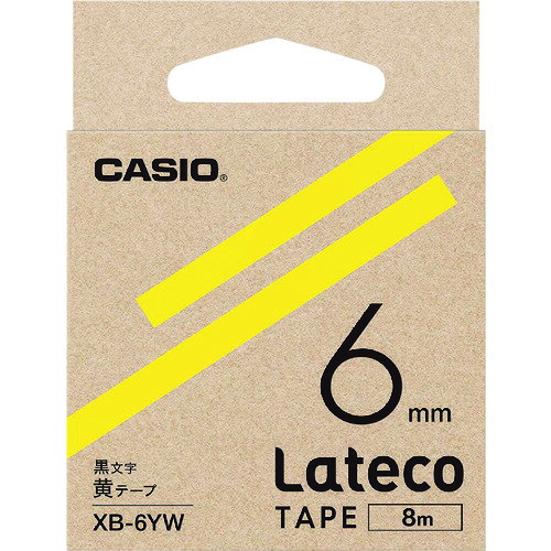 CASIO(カシオ) ラテコ(Lateco)専用詰め替えテープ 6mm 黄テープに黒文字 XB6YW