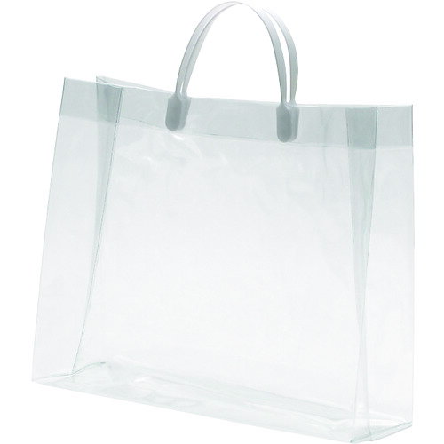 ≫ 商品詳細 ≪ ●社内での私物入れや店内の未精算商品の持ち運びなどに。 ●店内用バッグや工場見学用のバッグとして。 ●バッグの口部分にスナップが付いており、とめることで中身の飛び出しを防ぎます。 ●透明な塩化ビニール製の手提げ袋です。 ●水に濡れても丈夫なバッグです。 【仕様】 ●色：透明 ●縦(mm)：300 ●横(mm)：380 ●高さ(mm)：300 ●幅(mm)：120 ●マチ幅(mm)：120 ●厚さ(mm)：0.2 ●巾380×マチ120×高300mm ●開口部スナップ付 ●入数：10 ●重量：1080g 【材質/仕上げ】 ●塩化ビニール ※画像は代表イメージです。