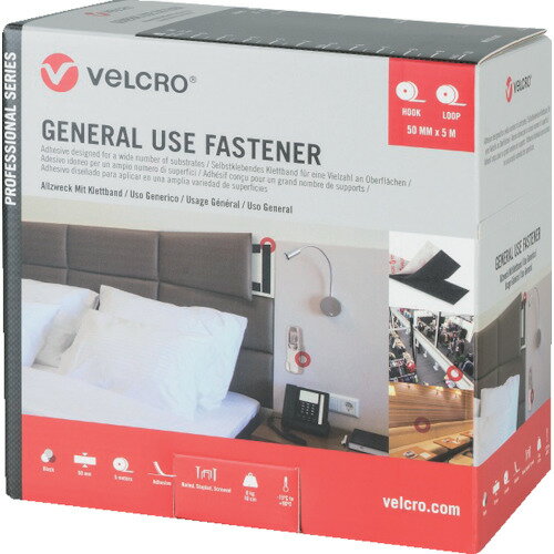 Velcro(ヴェルクロ) VELCRO[[R上]]結束テープ 多用途タイプ 幅50mm×長さ5m 黒 VEL-PS20006