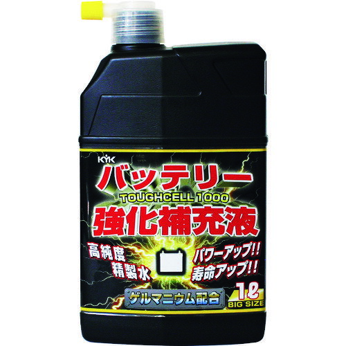 ≫ 商品詳細 ≪ ●自動車・二輪車・特殊車両用のバッテリーに使用する補充液用 ●タフセル1000は、1マイクロジーメンス以下の高純度精製水に新配合の有機ゲルマニウムを最適にブレンドした強化補充液です。 ●低下したバッテリー容量を回復し、バッテリー寿命を延命します。 ●バッテリー充電効率の向上、自己放電の防止、サルフェーションの防止等の効果があります。 【仕様】 ●容量(L)：1 ●容量(ml)：1000 ●色：無色透明 ●重量：1100g 【材質/仕上げ】 ●高純度精製水 ●有機ゲルマニウム ※画像は代表イメージです。