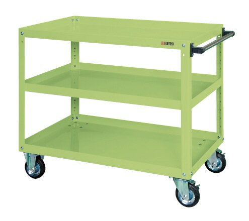 【直送】【代引不可】サカエ(SAKAE) スーパーワゴン 3段 1000X650X880 自在2固定2φ125ゴム車 グリーン ESR-600