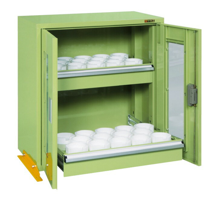 【25日はP3倍】【直送】【代引不可】サカエ(SAKAE) ツーリングキャビネット 両開き扉式 中52個 832X450X880 グリーン TC-14CK