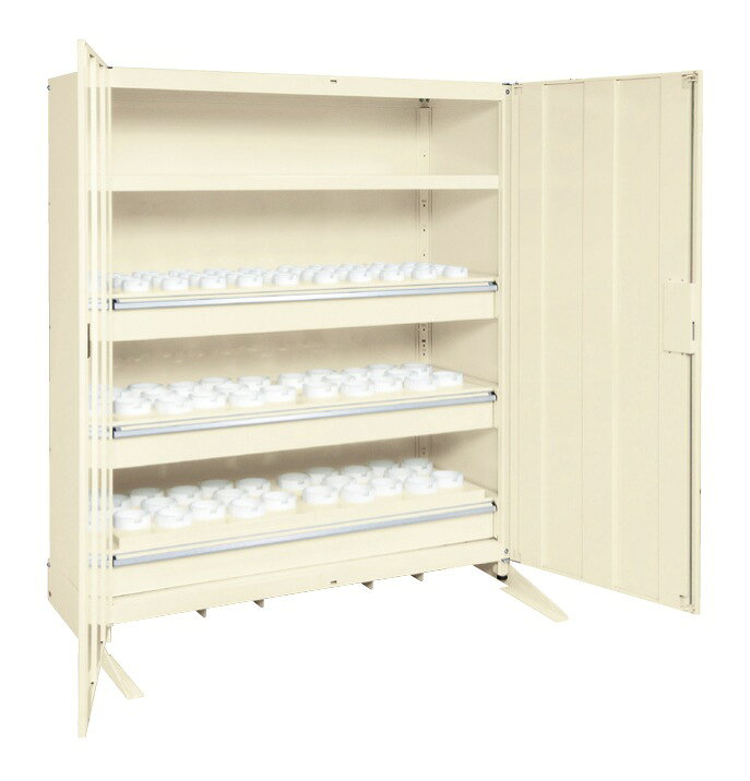 25日はP3倍！【直送】【代引不可】サカエ(SAKAE) ツーリング保管庫 3段仕様 小56個・中80個 1500X635X1800 アイボリー TLG-150A3CBB
