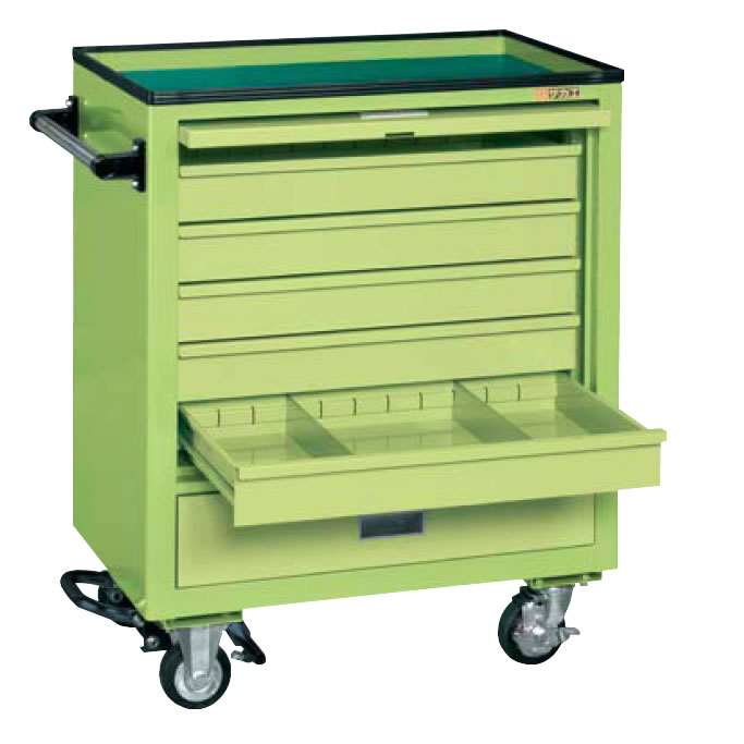 【直送】サカエ(SAKAE) エスエスワゴンフットブレーキ付(上段引出し5段) SS-A5NBR ツールワゴン 足踏み..