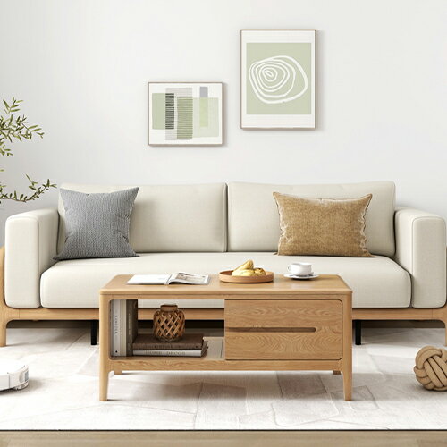 センターテーブル ローテーブル 引出し 引き戸 収納付き 置き台 省スペース コンパクト おしゃれ 新生活 テレワーク シンプル 組立不要 完成品 幅100cm 110cm 120cm 135cm ナチュラル オーク材 無垢材 yeswood [2]