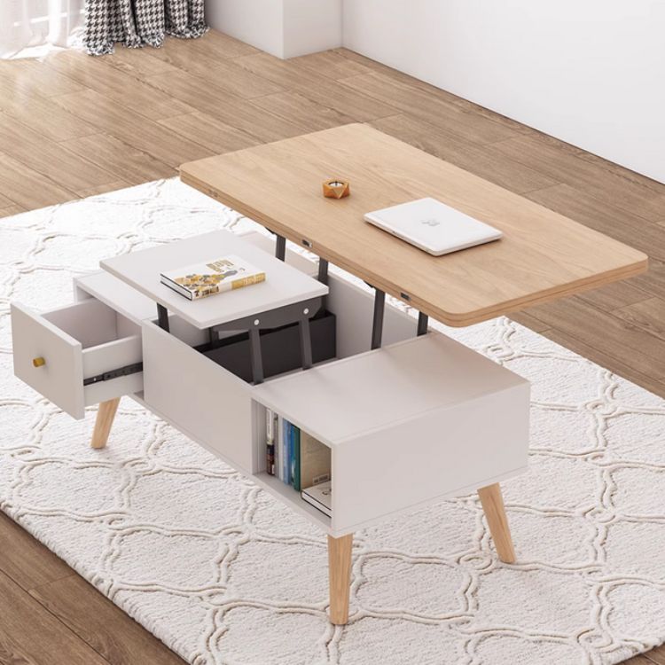 リフトアップテーブル テーブル ローテーブル 幅100 家具 机 高さ調節 センターテーブル 昇降式 収納 大容量 リフトテーブル 木製 天然木 ナチュラル セラミック ホワイト 長方形 table リビング 一人暮らし コンパクト デスク 食事 仕事 PC 北欧 おしゃれ 新生活 送料無料