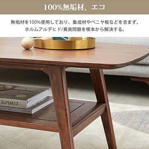 センターテーブル ローテーブル 無垢材 2段収納 幅80cm リビングテーブル 木製テーブル 北欧風 100cm シンプル 120cm 天然木 収納 サイドテーブル 収納棚付き 長方形 リビングテーブル 木目調 ブラウン かわいい おしゃれ 寝室 応接室 新生活 YESWOOD [3]