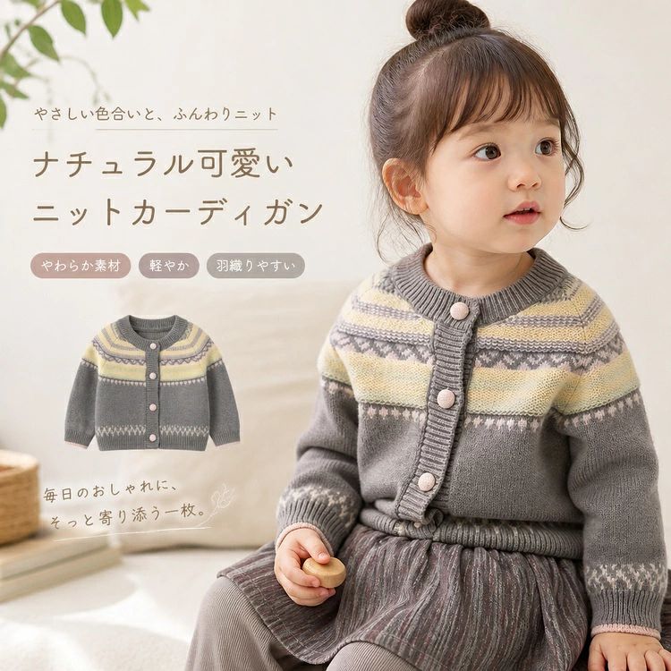 商品ポイント■ ゆったりとしたシルエットが可愛い、女の子向けのショート丈ニットカーディガン。レトロな雰囲気で、春・秋・冬の重ね着にぴったりカラー内容グレー(01)：グレー セーター YQ8567グレー(02)：グレー 起毛裏地付きスカート風パンツ（ぺプラムパンツ）YQ8575ご注意★お客様都合よりキャンセル希望の場合、出来るだけ注文から2営業日以内ご連絡お願い致します。2営業日以降になると、取り寄せ手数料が発生する場合があり、ご了承お願いします。（営業日時間 月曜〜土曜 9：00〜18：00）★モニターの環境によって、実物と色見が多少異なる場合がございますのでご了承下さい。★大変恐れ入りますがご注文後に商品が品切れとなってしまった際には、メールもしくは電話にてご連絡いたします。