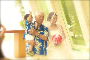 ハワイ・グアム・沖縄挙式、結婚式用キッズ(子供用)アロハシャツ【スカイブルー】レンタル料一律サイズ90cm100cm110cm120cm130cm140cm150cm