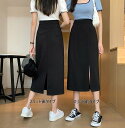 レディース スカート ハイウエスト ロング丈 前スリット 後ろスリット ビジネススカート ミモレ丈 シンプル タック 着回し きれいめ レジャー ビジネス 着瘦せ オールシーズン