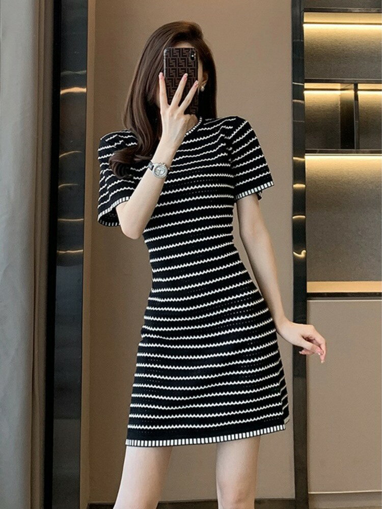 レディース ボトムス ワンピース ボーダー サマーニットワンピース
