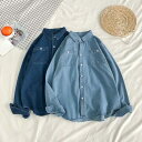 デニムシャツ メンズ シャツ ブラウス レディース カジュアルシャツ メンズシャツ 長袖 男女兼用 薄手 大きサイズ 春秋 送料無料