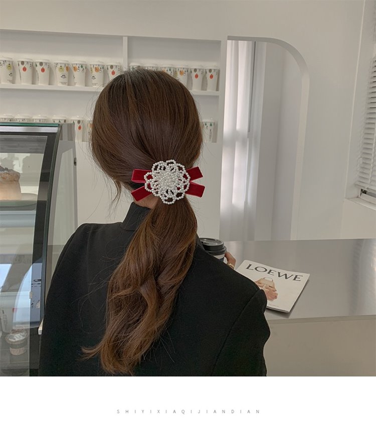 リボン ビーズ 花 ヘアゴム ヘアアクセサリー まとめ髪 結う 束ねる ゴム ヘア 髪...