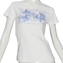 フラT フラダンス レッスン Tシャツ 半袖 ぴったり フライス ハイビスカス&プルメリア柄 白地 青プリント ネコポス対応可
