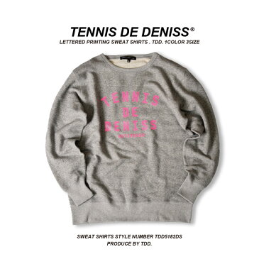 トレーナー ブランド メンズ TENNIS DE DENISS スウェットトレーナー 春 春物 春服| メンズトレーナー スウェットトレーナー クルーネック ロゴ ロゴトレーナー 長袖トレーナー プルオーバー 長袖 おしゃれ ピンク スウエット シンプル ダンス トップス スエットトレーナー