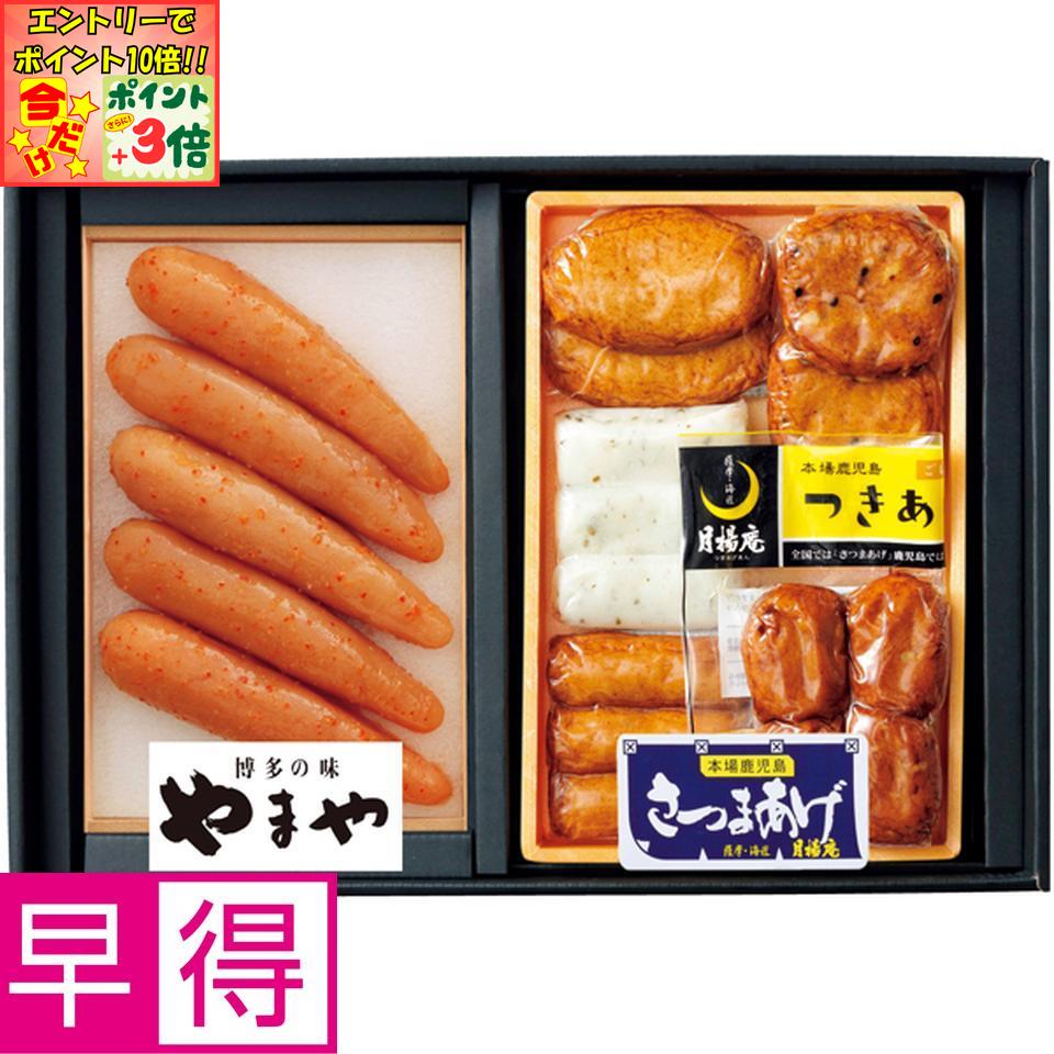 ★ポイント3倍＆エントリーで更に+10倍!!★【冬の贈りもの早得】やまや無着色辛子明太子、さつま揚げセット