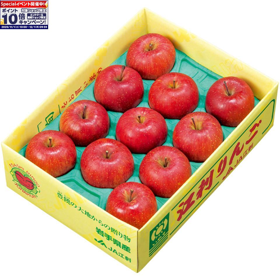 ★エントリーでポイント10倍★【冬の贈りもの】岩手県産（JA江刺）高糖度選果・江刺りんご 丸秀品、M〜2Lサイズ、9〜11個、計2．8kg以上