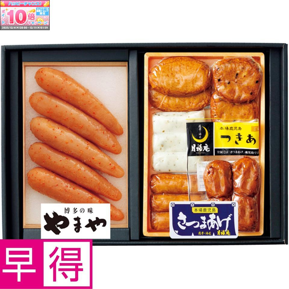 ★エントリーでポイント10倍★【冬の贈りもの早得】やまや無着色辛子明太子、さつま揚げセット