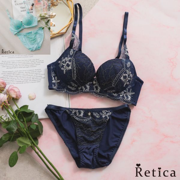 [2点セット] 下着 レディース 上下セット ランジェリー 上品 可愛い 10代 20代 30代 40代 レース 勝負下着 セクシー 可愛い ブラ ショーツ セット 脇高 コード レース ミント ネイビー パステル 谷間 美胸 盛れる