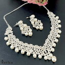 【1980円→1782円 14日まで】結婚式 アクセサリー ネックレス シルバーネックレス ピアス イヤリング セット ビジュー パール 韓国 フォーマル オケ...