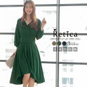 【10780円→6000円 9日まで】パーティードレス 大きいサイズ ワンピース 結婚式 aライン 長袖 レース レディース ミモレ丈 サテン フレア フォーマ...