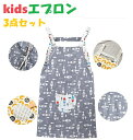 キッズ 女の子 男の子 エプロン3点セット 4種 〜低学年 メール便送料無料