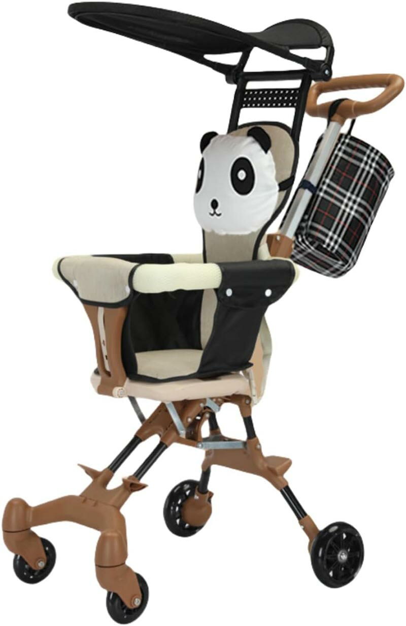 ベビーウォーカー 折りたたみ式 軽量ベビーカー 超軽量 3.6kg 子供用 スクーター ベビーカー 3輪ベビーカー キャリーハンドル 高さ調節可能 バギー一輪車 1.5歳から、ベビーカー (ブラック PU ホイール + クッション + オーニング + バスケット + ヘッドレスト)
