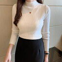 レディース トップス 秋冬 リブニット セーター ハイネック 柔らかい肌触り 伸縮性 着痩せ 変形にくい カットソー 長袖 インナー