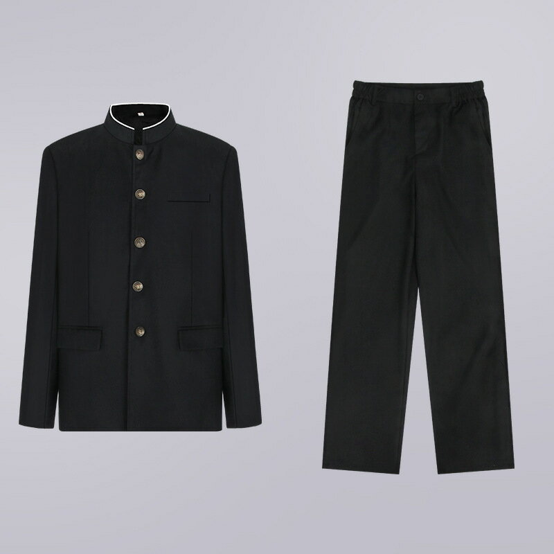学生服 上下セット 超黒ハイグレード 洗濯機丸洗い 上着 ズボン 形態安定 スリム体 全国標準型 男子 冬 制服 黒 メンズ 詰襟 ラウンド襟 学ラン 送料無料