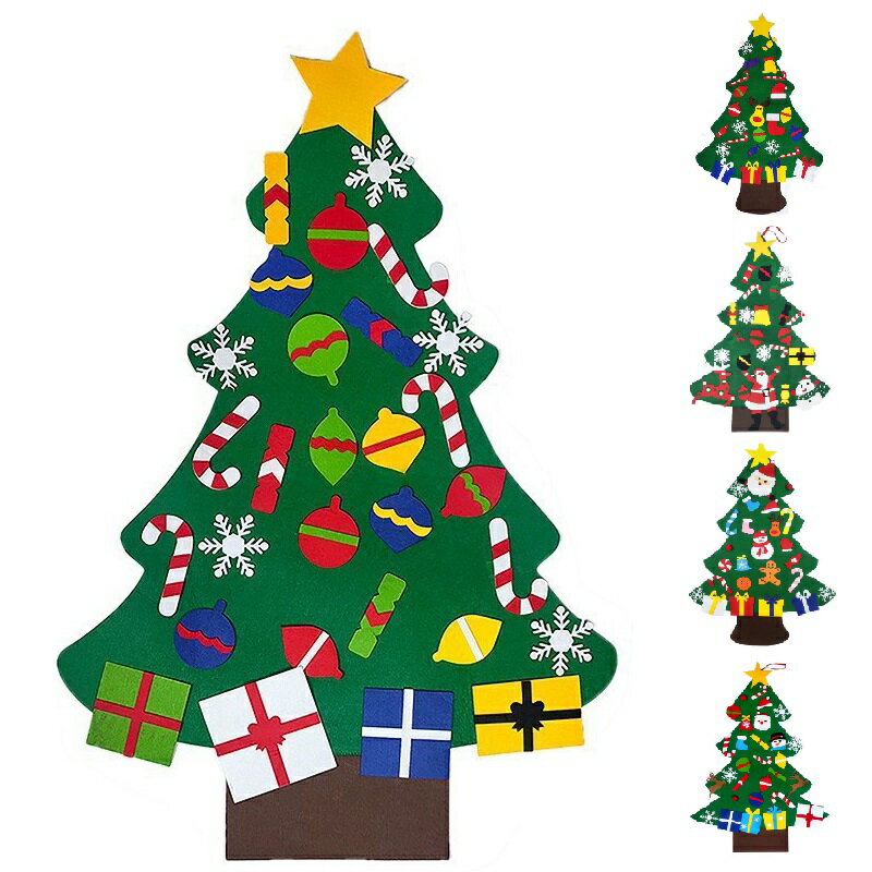 クリスマスツリー DIY 子供おもちゃ 知育玩具 フェルトツリー クリスマス 飾り 壁掛け オーナメント 部..