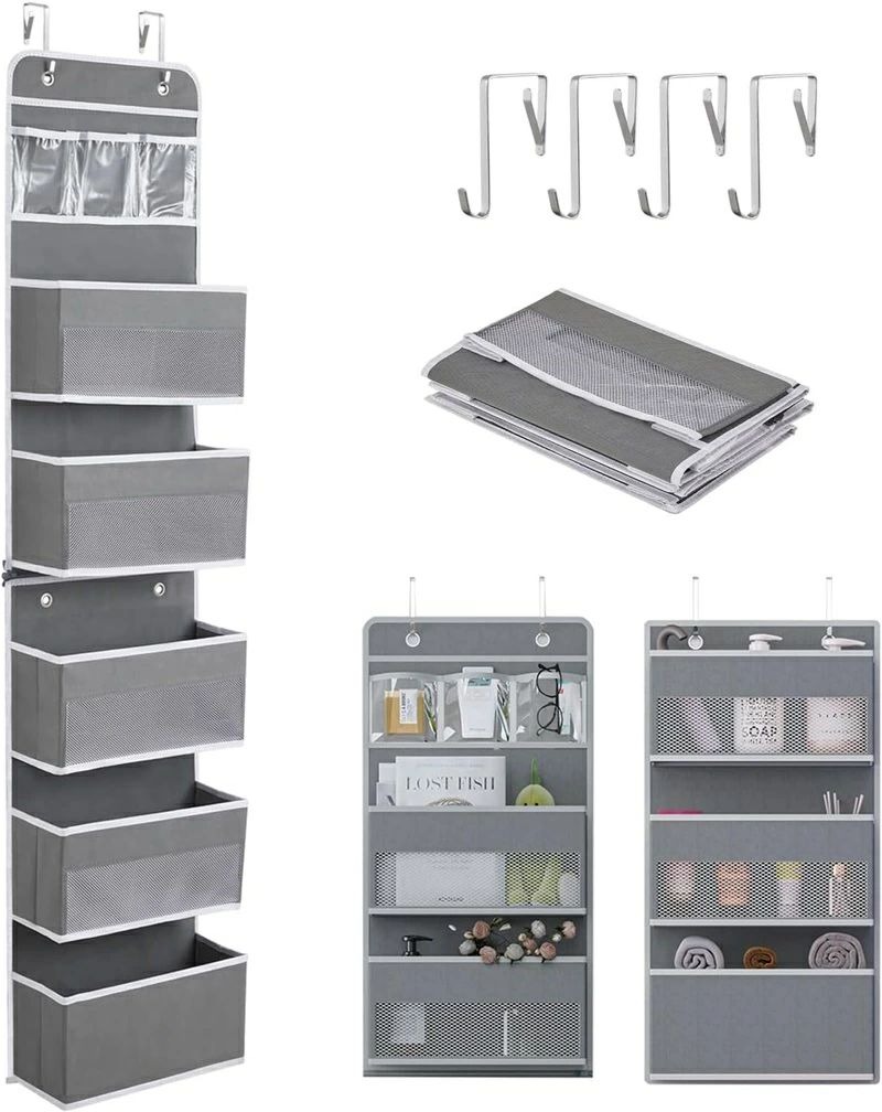 ドア 収納 吊り下げ 吊り下げ収納 ウォールポケット ドア掛け 壁掛け 収納ポケット 大容量 分割可能 多機能 吊り下げ 収納ポケット 小物収納 おもちゃ 雑誌 書類 漫画 収納 フック 4個付き