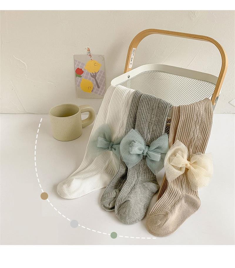 タイツ キッズ　 女の子 ストッキング キッズ タイツ 蝶結び ニットタイツ ジュニア タイツ 子供用タイ..