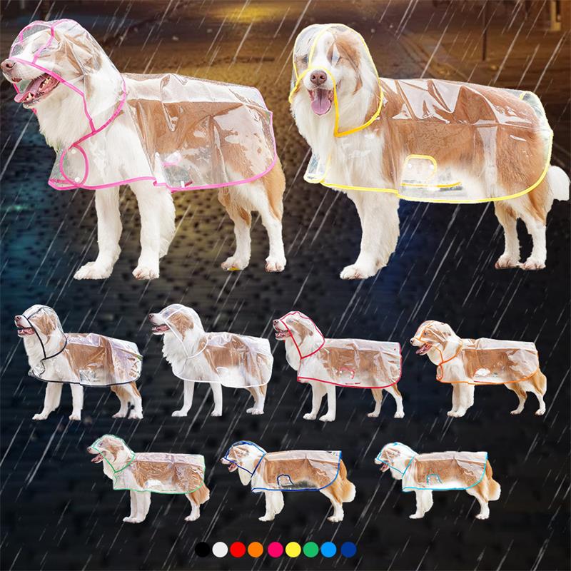 犬用レインコート 防水防風 小型犬 中型犬 猫用 ペット服 雨対策 軽量 柔らかい素材 着脱簡単 リード穴..
