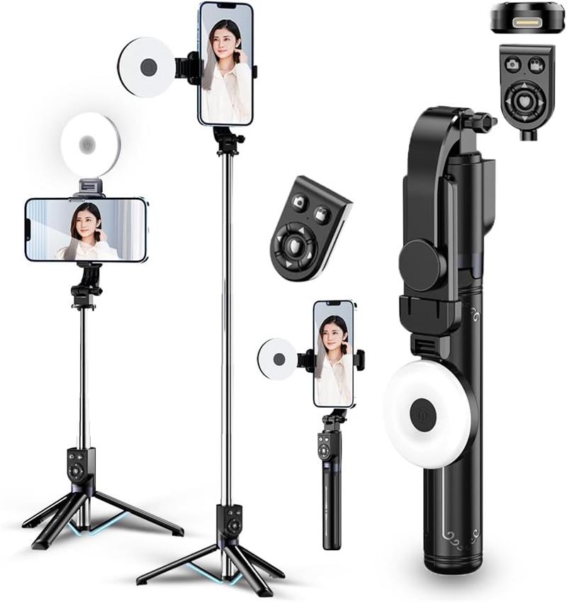 更新モデル 自撮り棒 スマホスタンド 三脚 iphone android対応 セルカ棒 iphone 卓上 軽量 140cm 9段階伸縮 携帯スタンド 折りたたみ式 デジカメ兼用 4-7インチ多機種対応 セルフィー 撮影用スタンド 動画鑑賞 生放送に最適